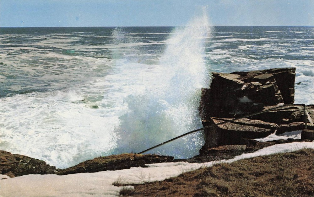 Vintage Thunder Hole Acadia National Park Maine High Surf Postcard Mike Roberts-image
