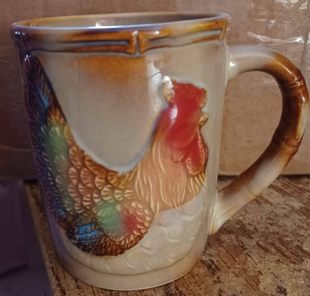 VTG Otagiri Colorful Rooster Chicken Country Farmhouse Coffee Tea Cup  Mug Japan