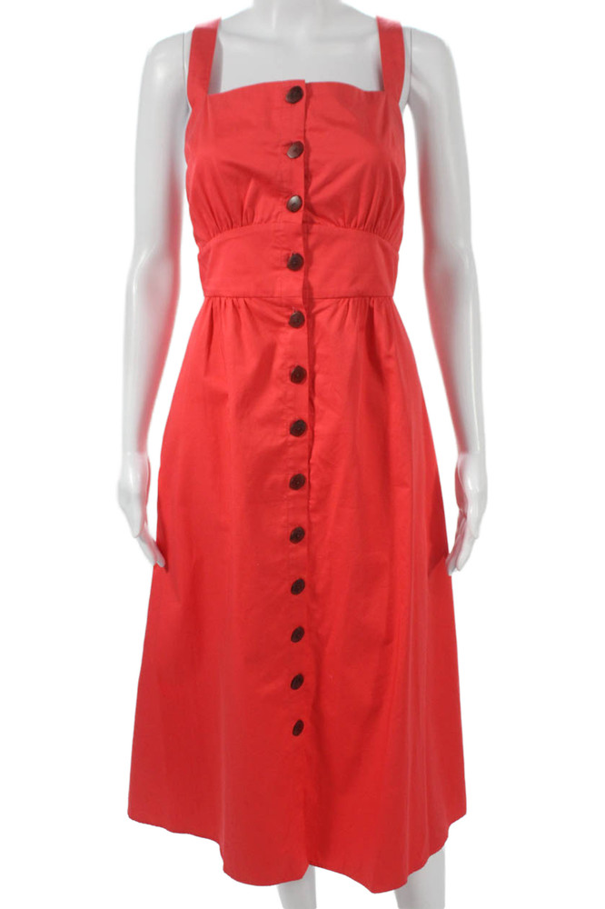 Ba&Sh Women A-Line Red Cotton Square Neck Sleeveless Knee Length Dress Size 1Free Shipping in US $100+ Orders | $6.95 Orders Below