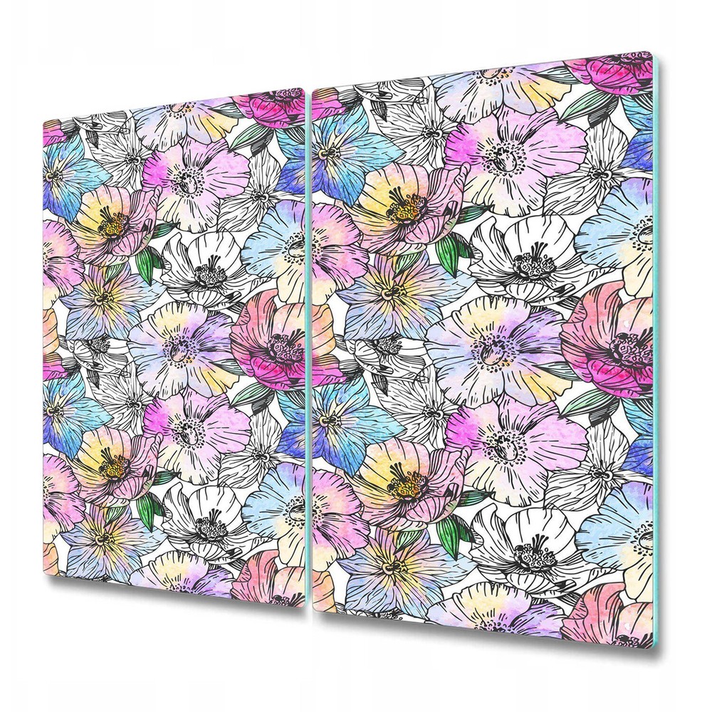 Glass Chopping Cutting Serving Board Worktop Saver Poppy flower Nature 2x30x52