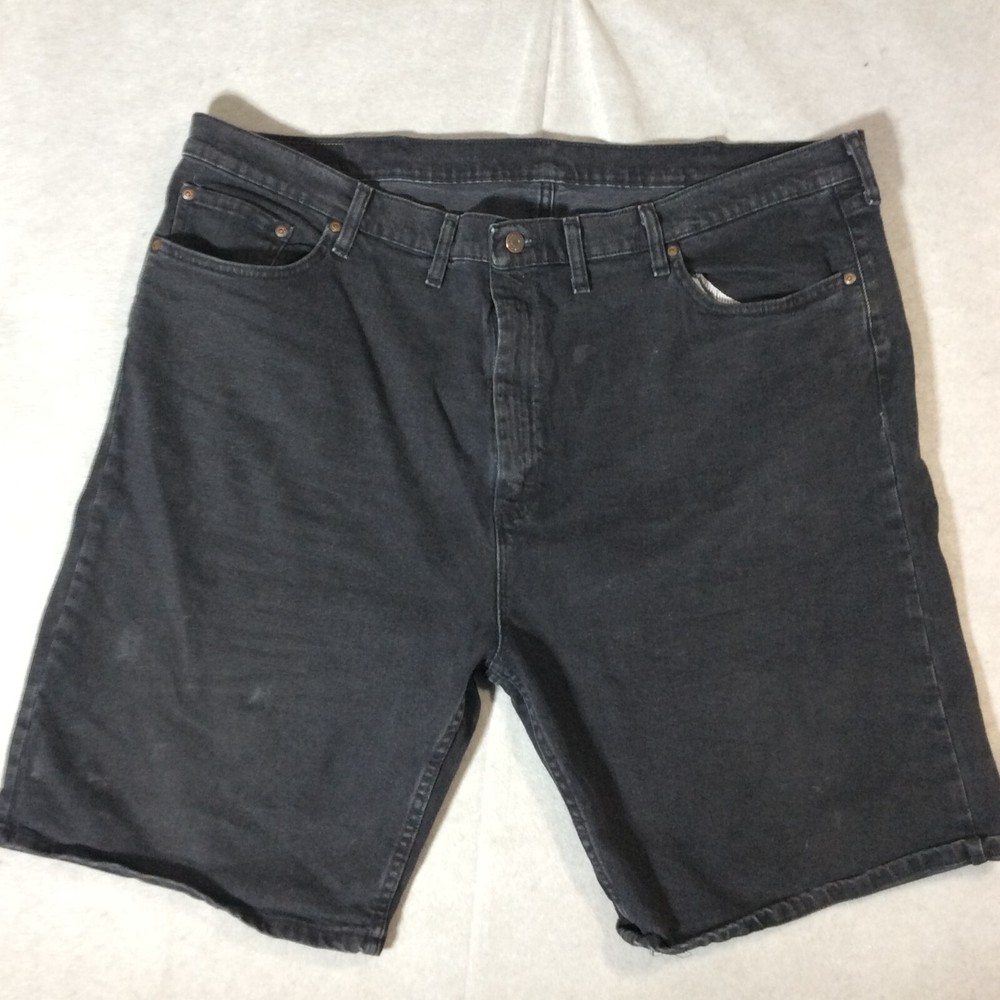 Wrangler Jean Shorts Mens Sz 44 Black Denim Jorts Casual Pockets Stretch Bermuda