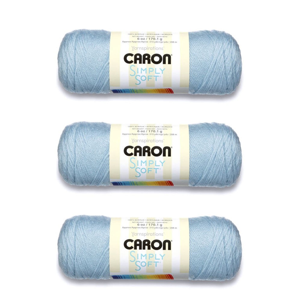 Simply Soft Soft Blue Yarn - 3 Pack of 170g/6oz - Acrylic - 4 Medium (Worsted...