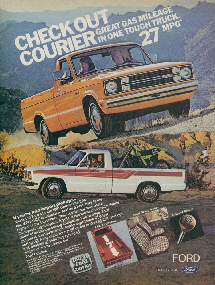 1981 Ford Courier Dirt Bike Motocross Pickup Truck Tough Vintage Print Ad SI9