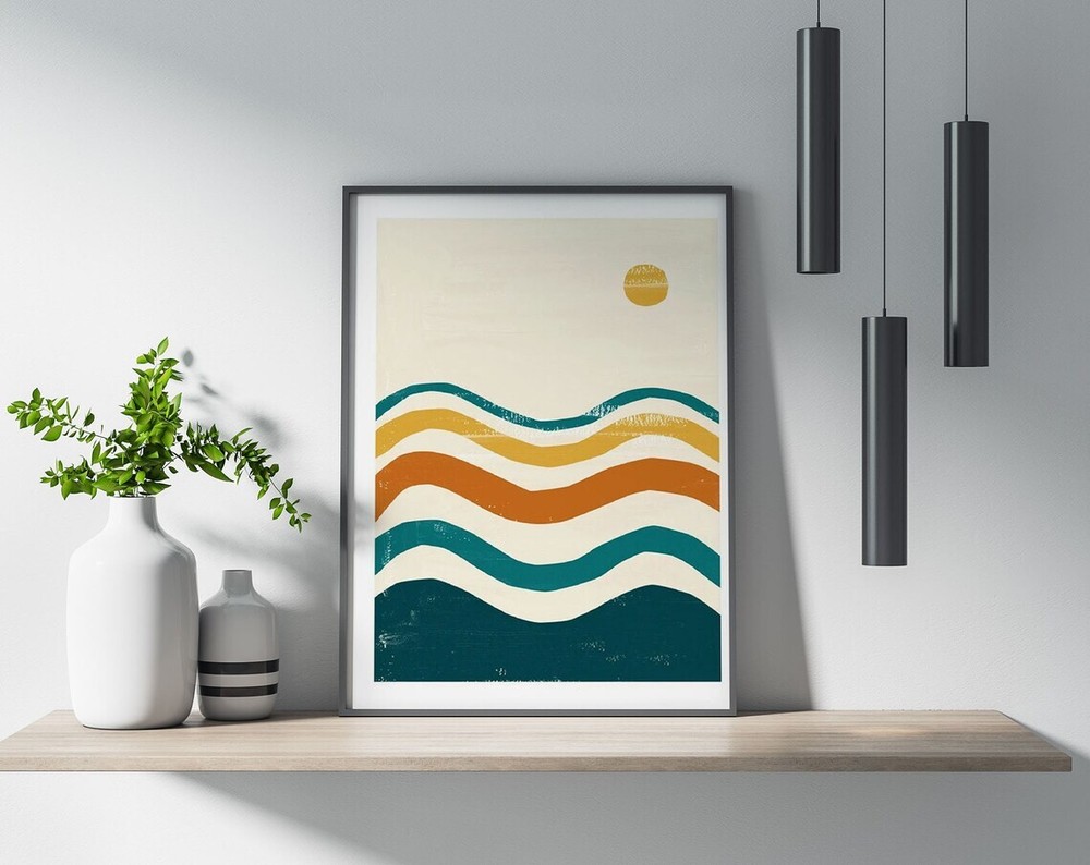 Sea Waves, Abstract Colorful Art Poster Premium Quality Choose your Size