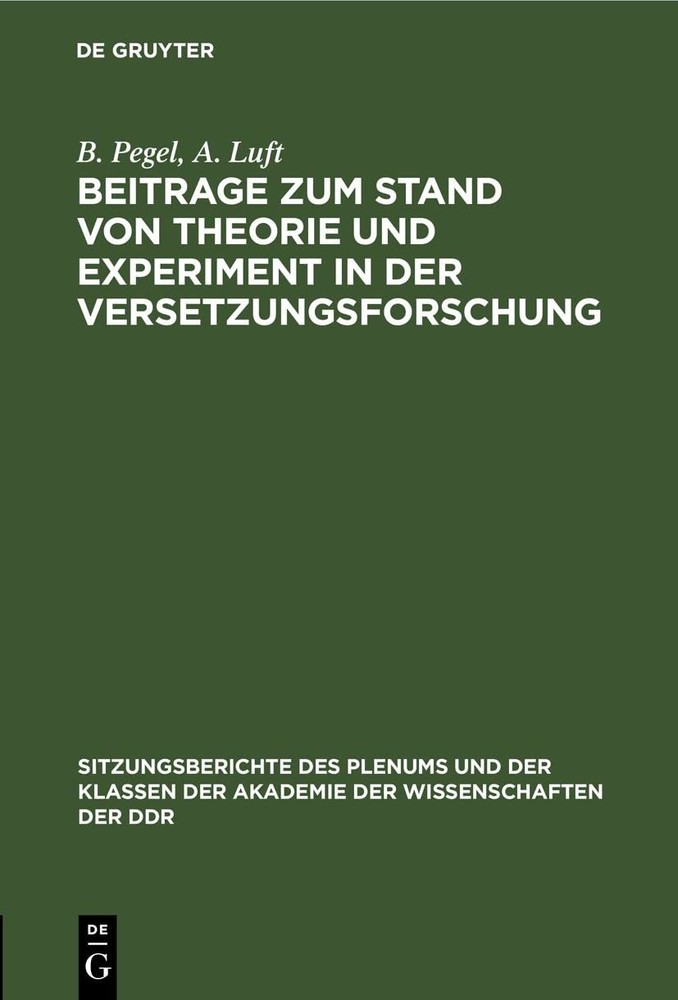 B Pegel A Luft Beitrage Zum Stand Von Theorie Und Experiment in Der V (Hardback)