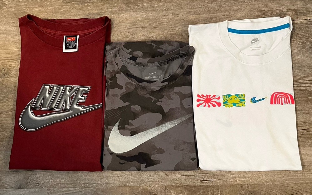 Nike Graphic T Shirts Mens Size 2XL Red Gray Dri Fit White Short Sleeve Lot Of 3