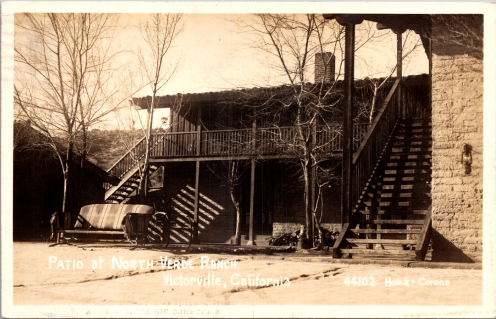 Real Photo Postcard Patio at North Verde Ranch in Victorville, California