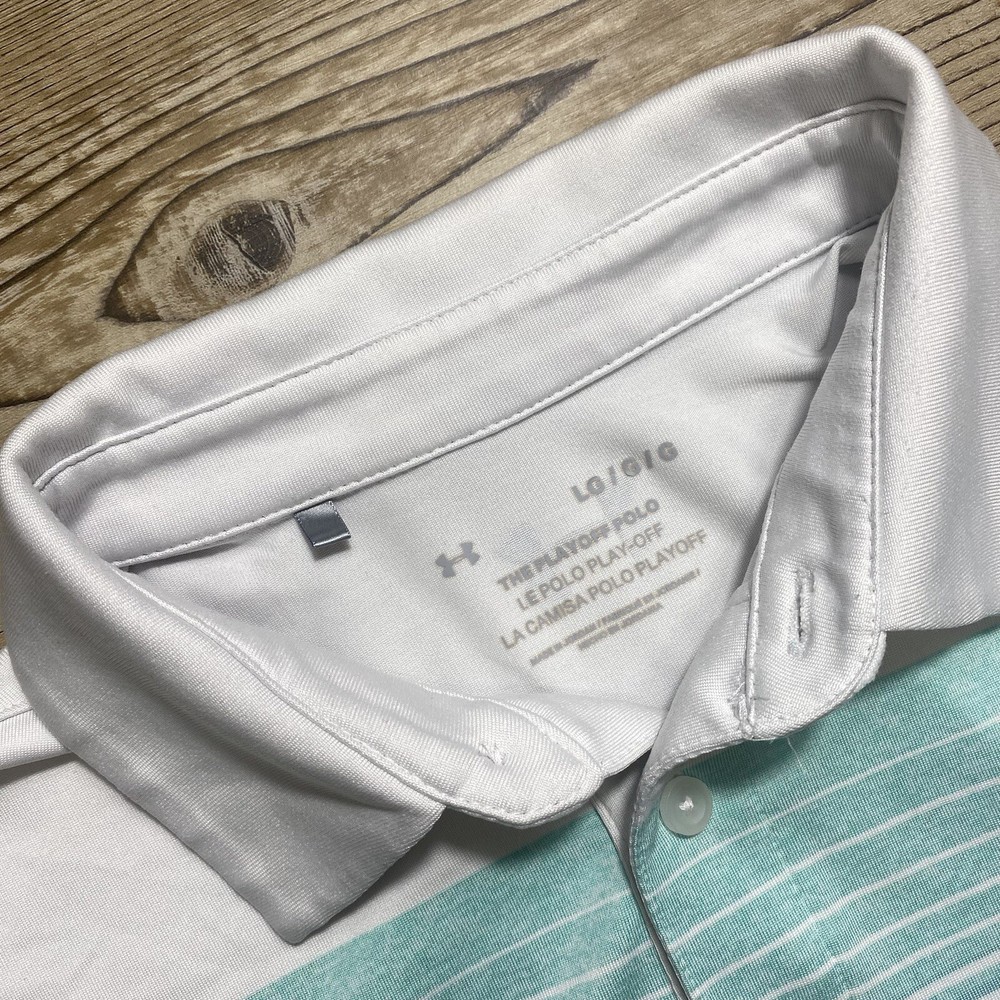 Under Armour White Golf Polo Shirt Men's Size L The Playoff Polo