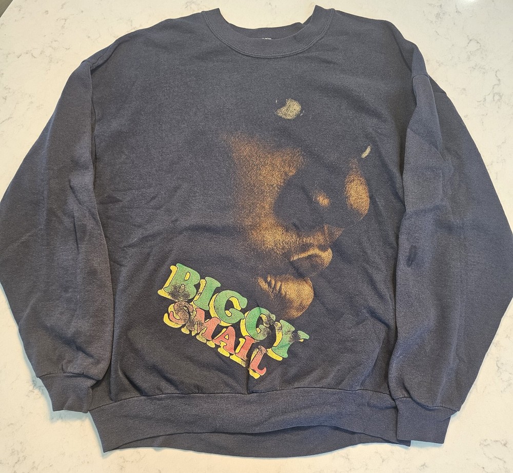 Vintage 90s Rare  Biggie Smalls sweater- Navy Blue- Front & Back