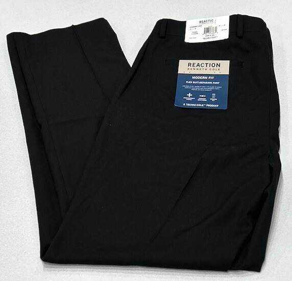 Kenneth Cole Reaction Men's Techni-Cole Modern-Fit Pants, Black, 34X32