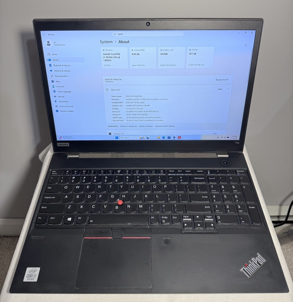 LENOVO ThinkPad T15 Gen1 i7 | 8GB RAM | 512GB SSD | WIN11P