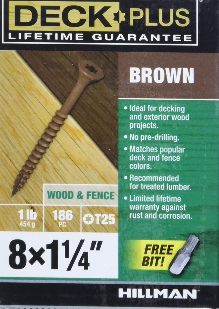 Brown Exterior Deck Plus Wood Screws 1-1/4