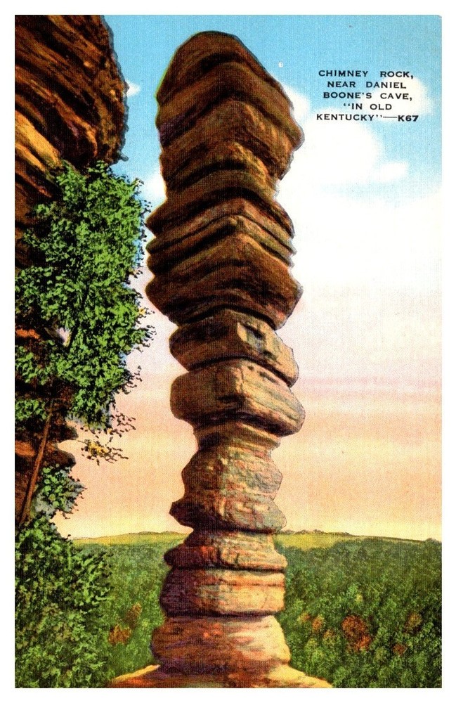 1940s Chimney Rock Near Daniel Boone Cave Stearns Kentucky Vintage Postcard