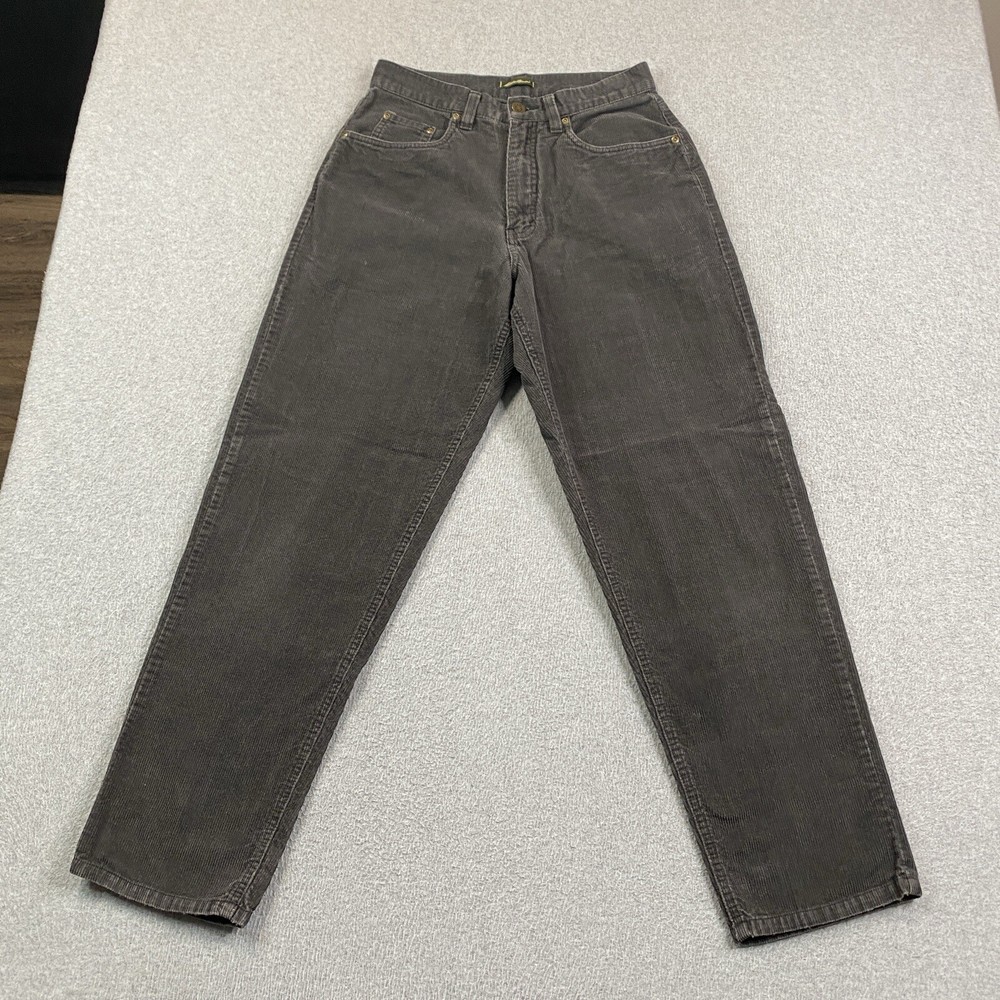 Eddie Bauer Womens Petite Tapered Distressed Cotton Corduroy Pants Size 8 27x29