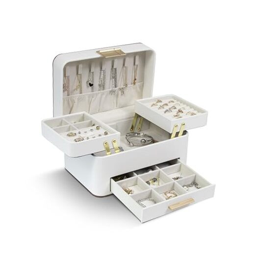 3-Layer Jewelry Box Organizer with Drawers for Women