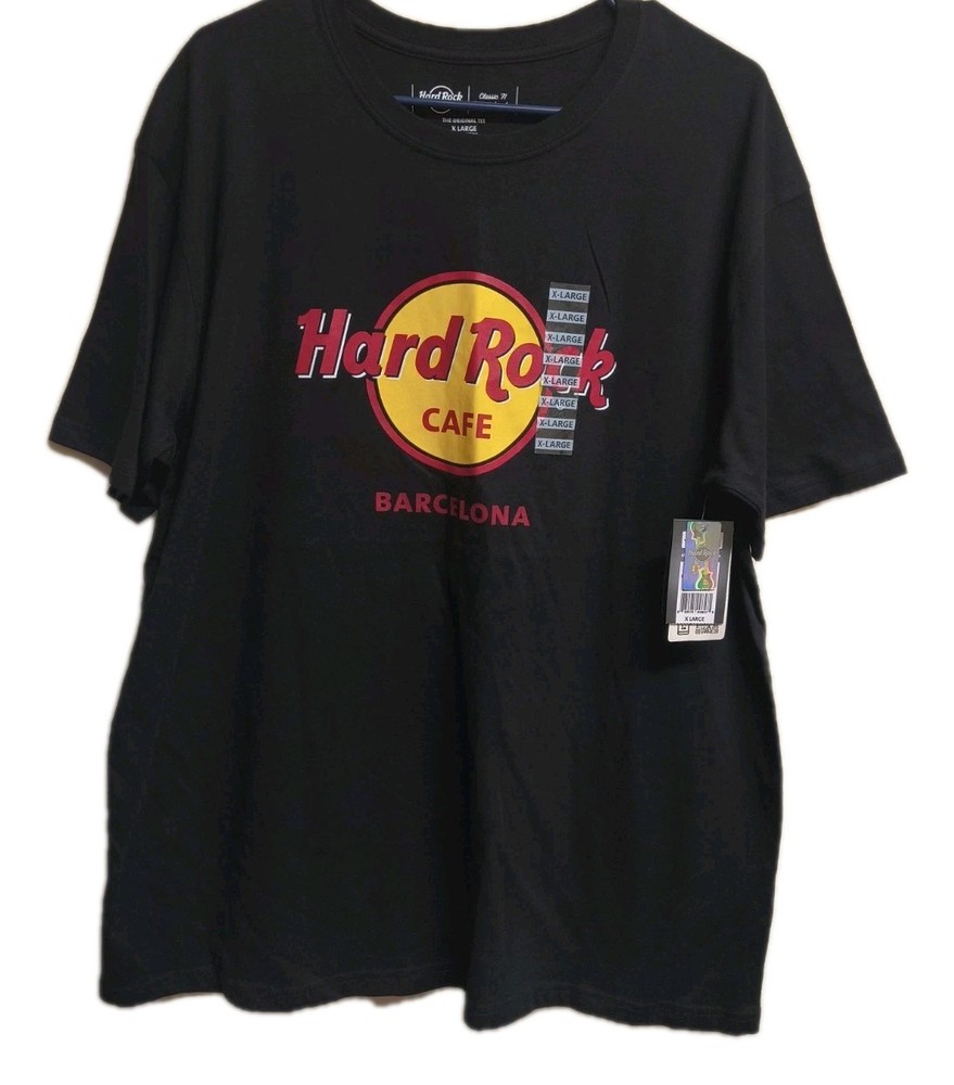 Hard Rock Cafe Barcelona T Shirt Men's XL Black Short Sleeve Cotton Tee NWT