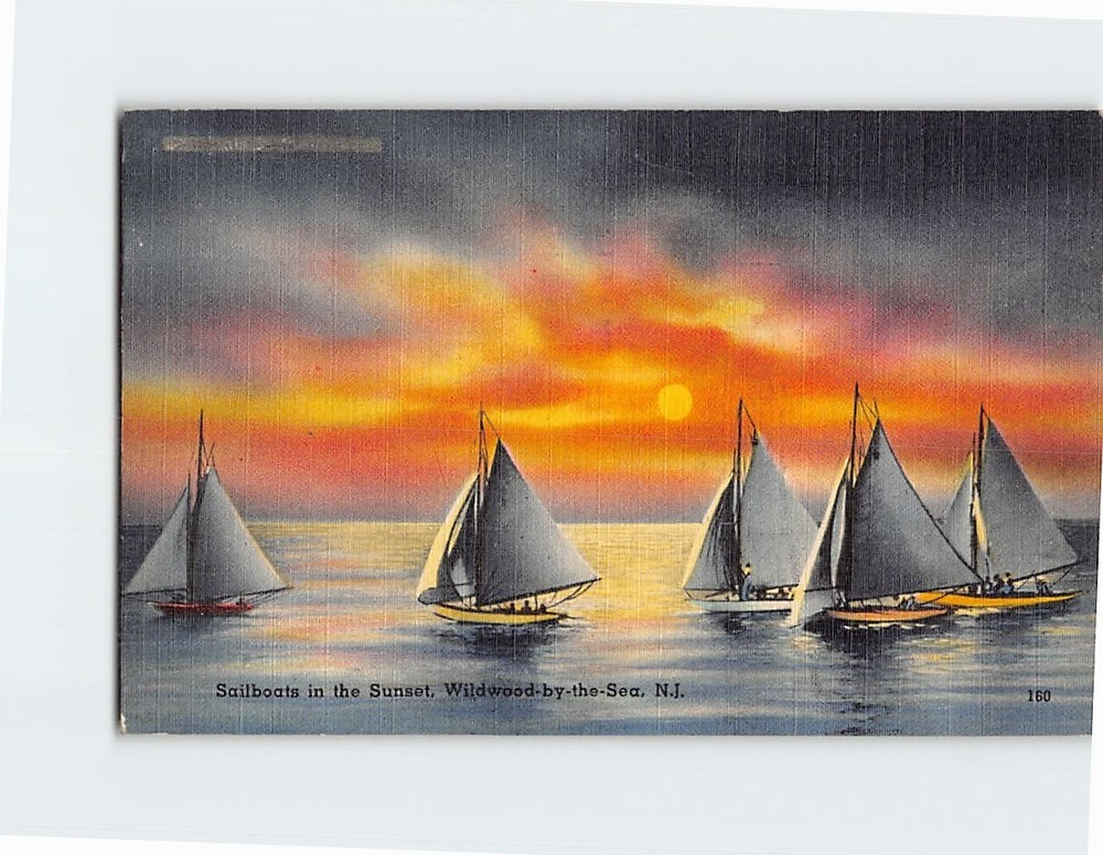 Postcard Sailboats in the Sunset Wildwood-by-the-Sea New Jersey USA