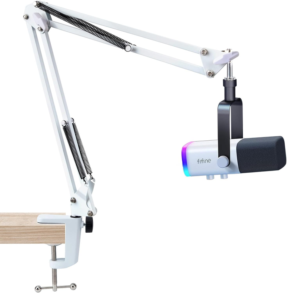 White Boom Arm Fifine AM8 Mic Boom Arm Compatible Fifine Microphone Fifine Mic