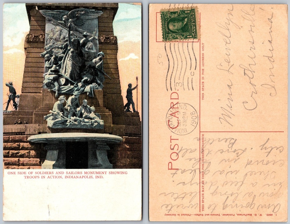 Indianapolis IN Soldiers Sailors Monument Postcard