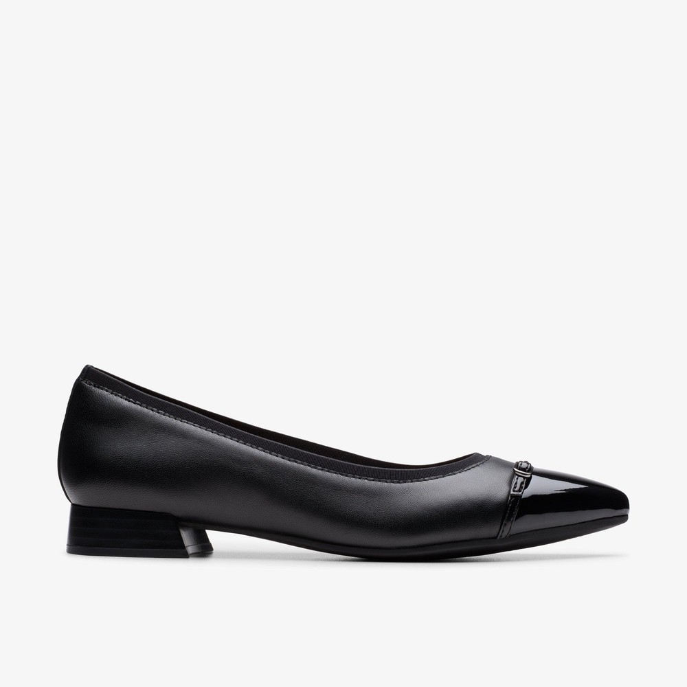 Clarks Womens Natalyn Dusk Black Leather Slip Ons,Ballet Pumps Leather Smart