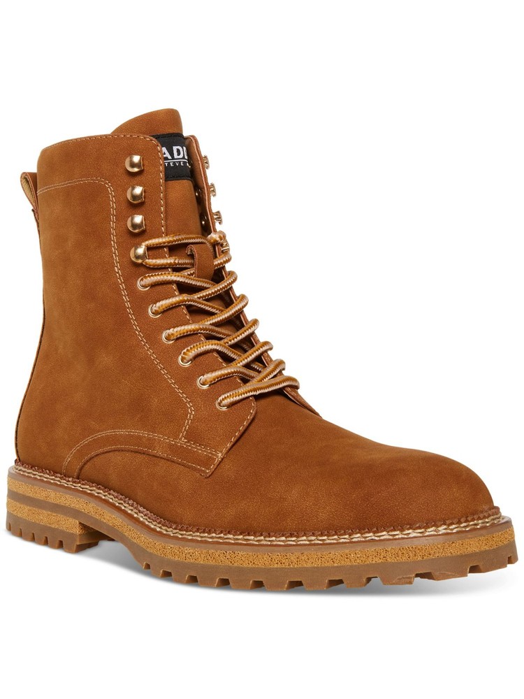 Madden Men's Brown Pull-Tab Block Heel Boots Size 12 M