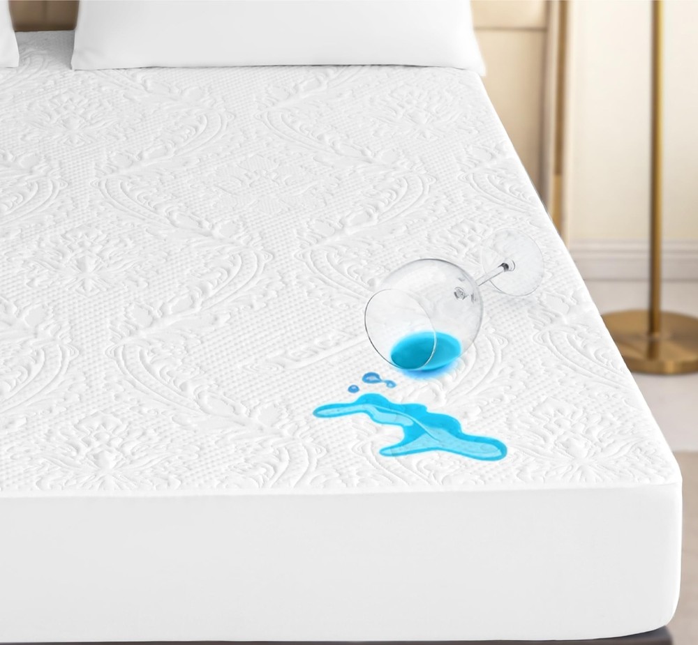Full Size Tencel Cooling Mattress Protector - Waterproof Breathable & Noisele...