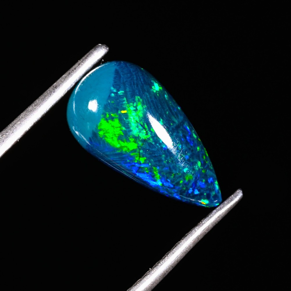 Natural Pear-Shaped Black Opal Cabochon Gemstone M-461