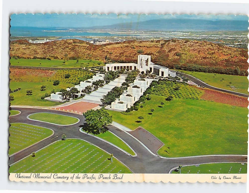 Postcard National Memorial Cemetery of the Pacific Punchbowl Crater Hawaii USA