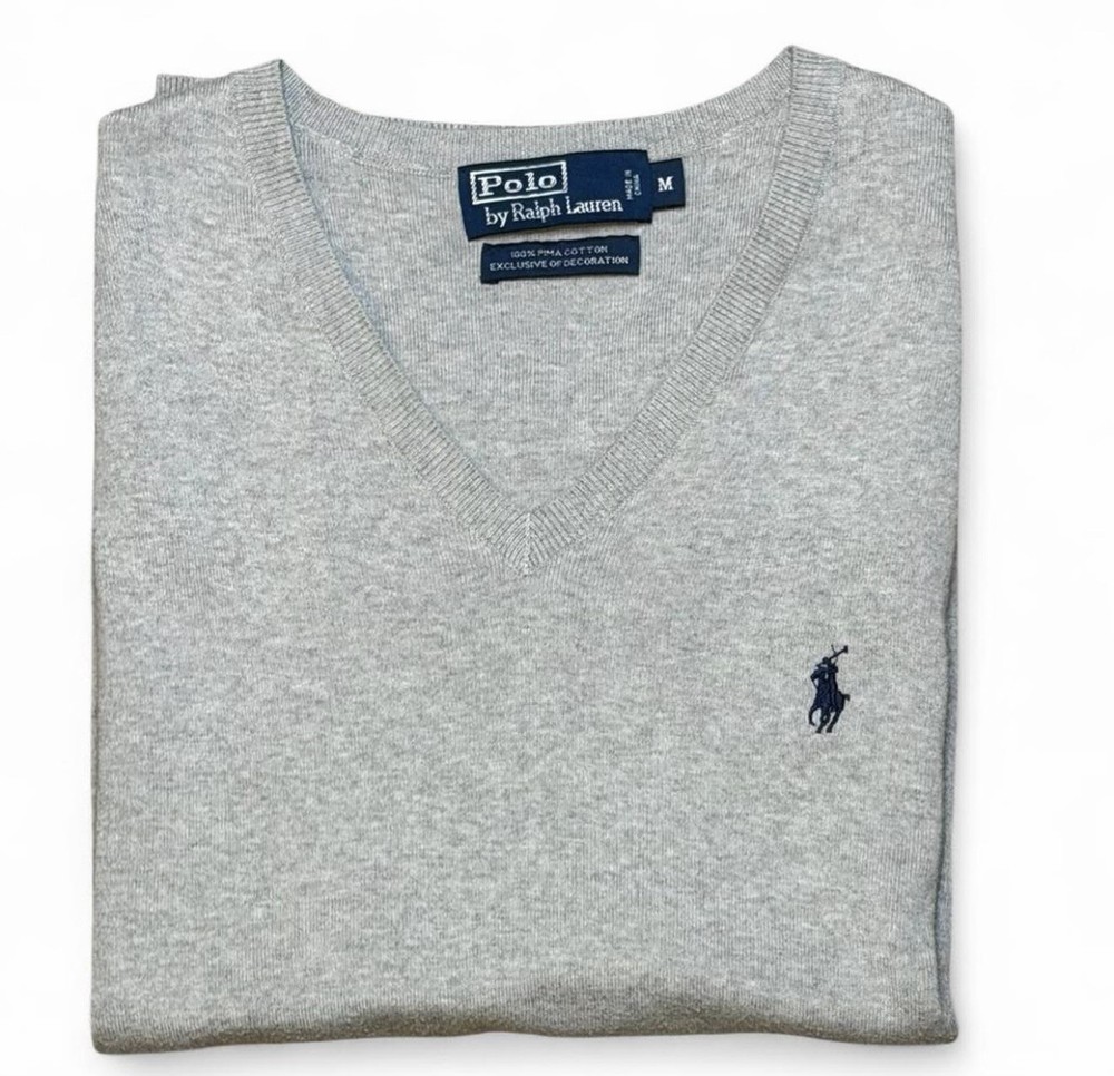 Polo Ralph Lauren Men’s Pima Cotton Sweater Vest V-Neck Gray Size M
