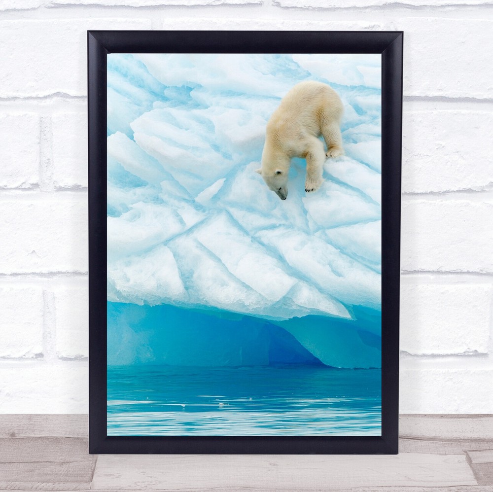 Vertigo Polar Bear Ice Frozen Winter Glacier Frost Power Wall Art Print