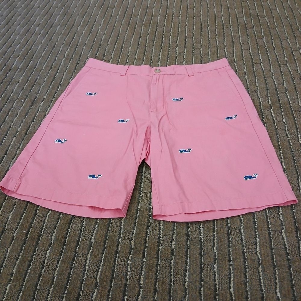 Vineyard Vines Flat Front Whale Print Breaker Shorts Men's Size 33 Preppy Beach