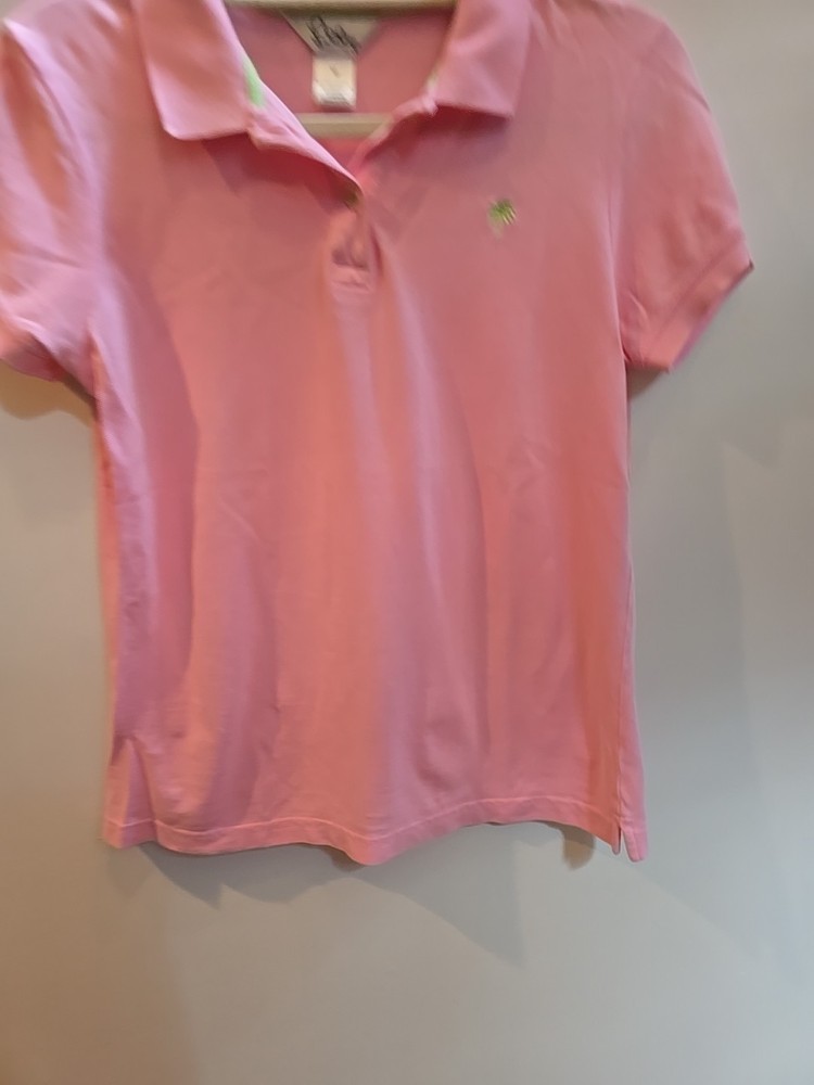 Lilly Pulitzer Women’s Pink Island Polo Logo Shirt Size Medium