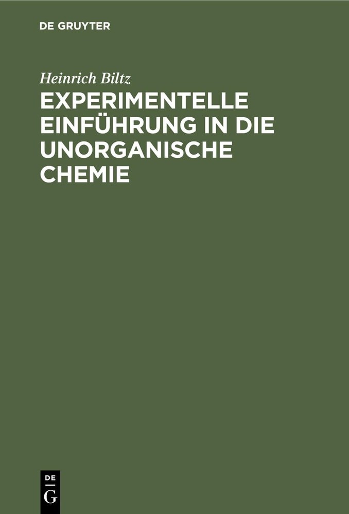 Heinrich Biltz Experimentelle Einführung in Die Unorganische Chemie (Hardback)Another great item from Rarewaves USA | Free delivery!