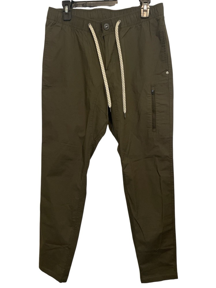 Vuori Mens Medium Green Khaki Ripstop Dura Terra Elastic Waist Pants