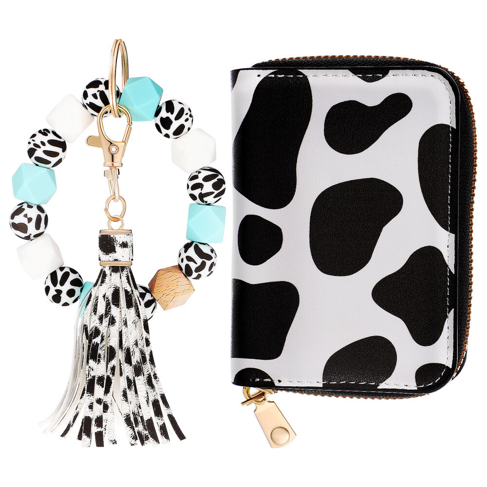 Lanyard Cow Keychains for Women Coin Purse Outing Wallet Miss
