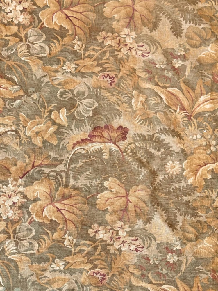 1 ( 2 avail) Curtain French Autumnal tones drapes 1900 vintage antique textile