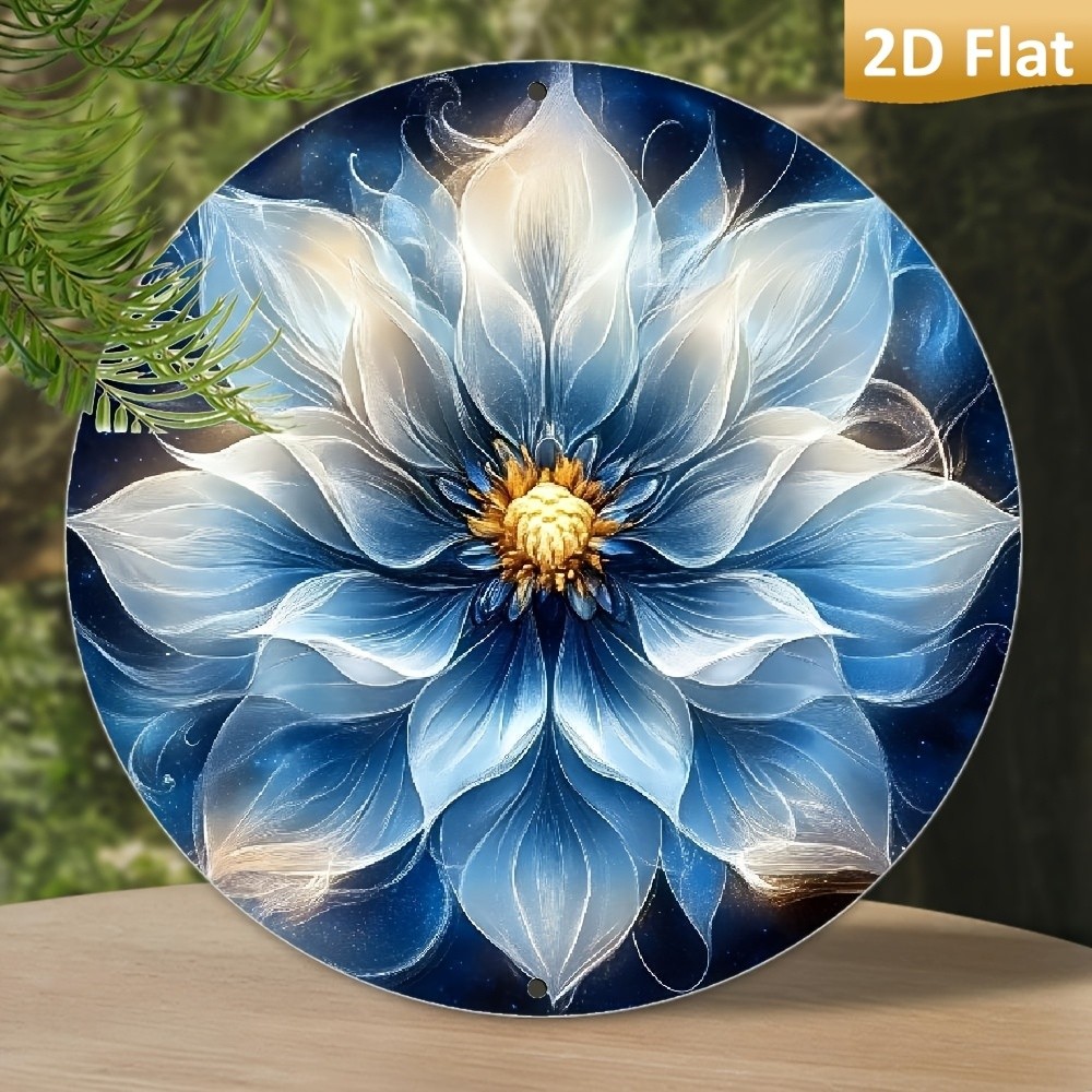Vintage European Floral Pattern Round Aluminum Wall Art