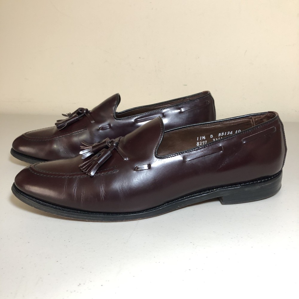 Allen Edmonds Grayson Shoes Men's 11.5 B Narrow Burgundy Leather Tassel Loafers