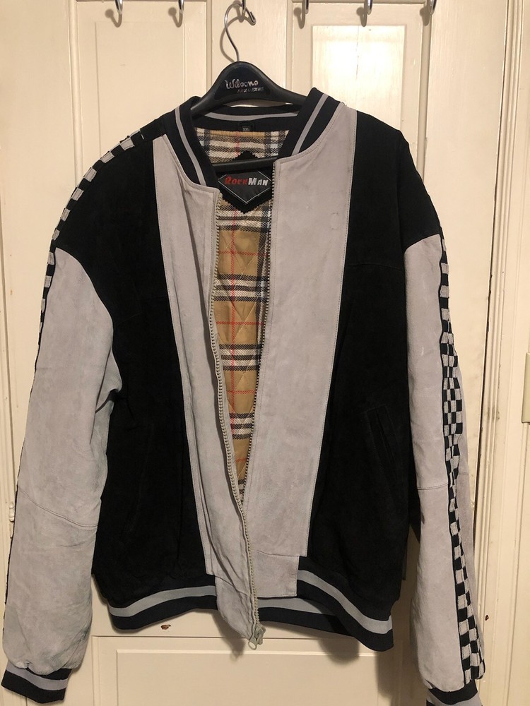 Vintage Leather Burberry/Checkerd  Jacket  Size 2XL