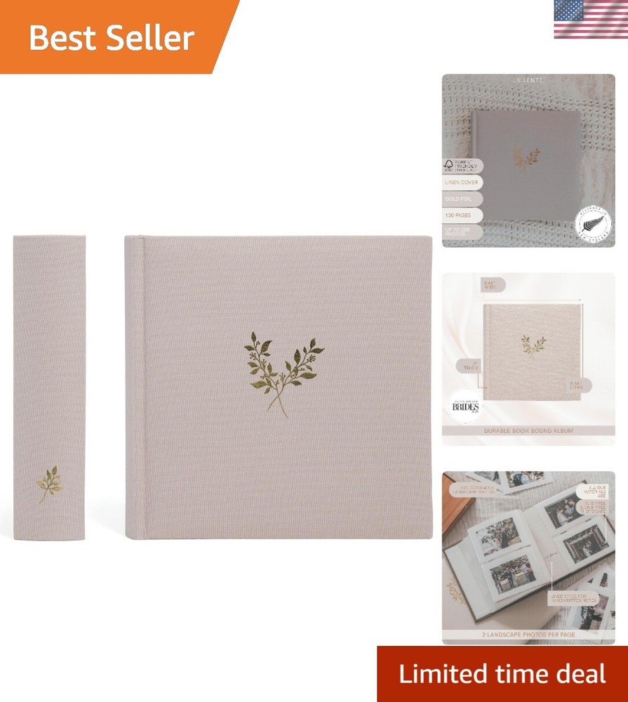 Elegant Linen Photo Album - 200 Acid-Free Pockets for 4x6 Pics - Perfect for ...-image