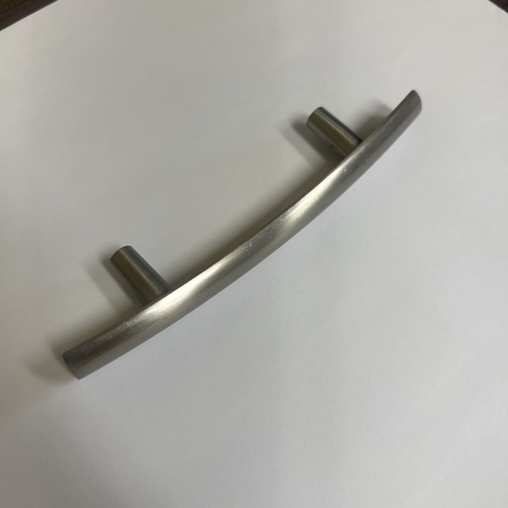 Cabinet Drawer Pull handle Curved Subtle Arch 3” Hole Center, Satin Nickel