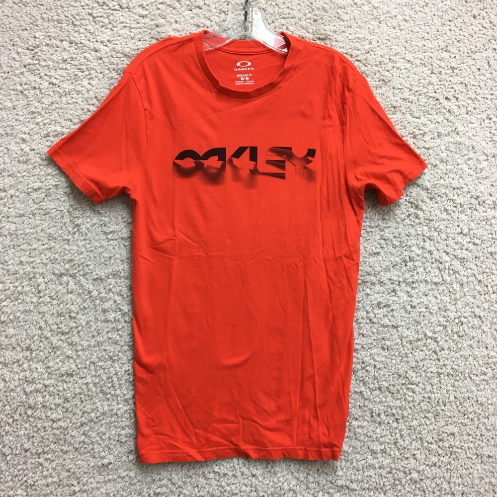 Oakley Shirt Medium Adult Orange Regular Fit Short Sleeve Graphic Casual Mens