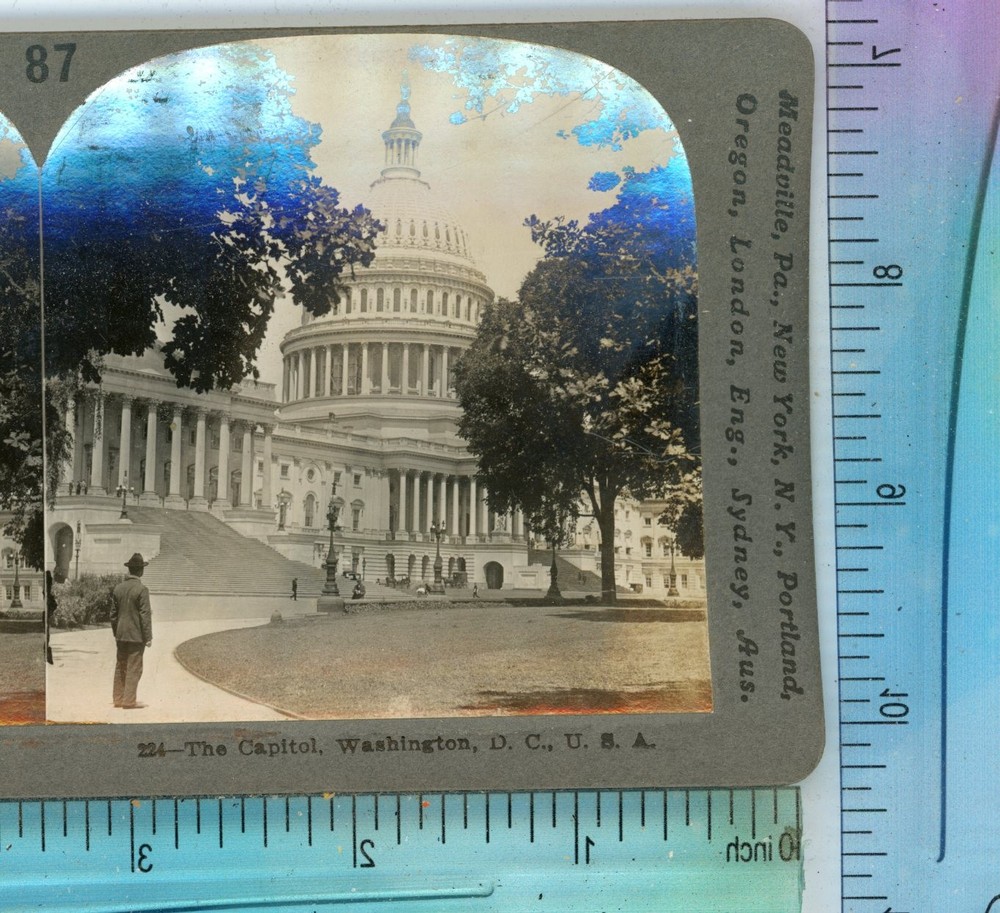 Man Admiring The Capitol Washington DC USA Keystone Stereoview