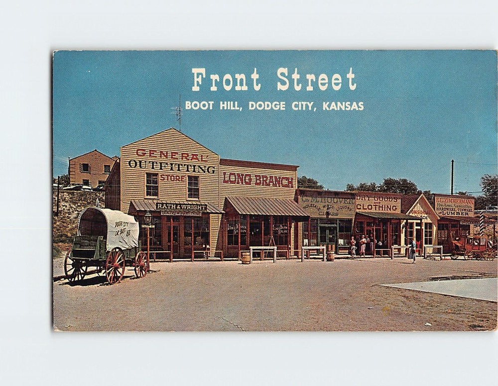 Postcard Front Street Boot Hill Dodge City Kansas USA