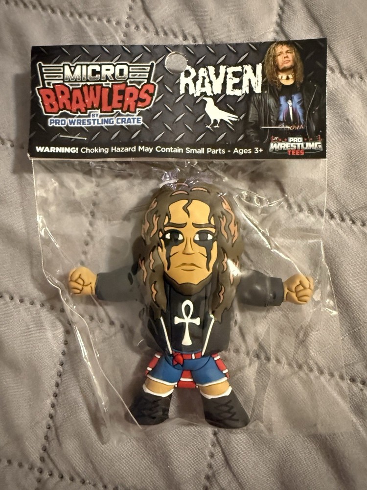 NEW SEALED Micro Brawlers Exclusive Raven Figure By Pro Wrestling Crate ECW ROH