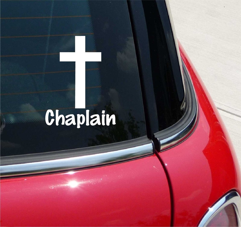CHAPLAIN CROSS DECAL STICKER PRISON MILITARY PASTOR PRIEST HOSPITAL CAR TRUCK