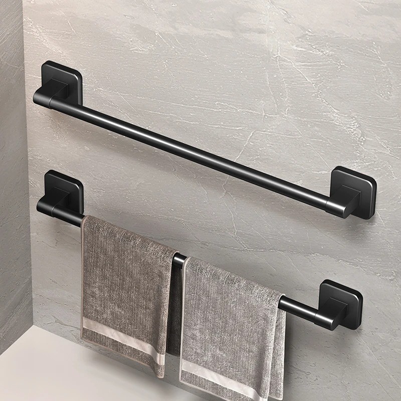 1pc Self-Adhesive Bathroom Towel Rack No-Drill Aluminum Alloy Towel Holder - NEW