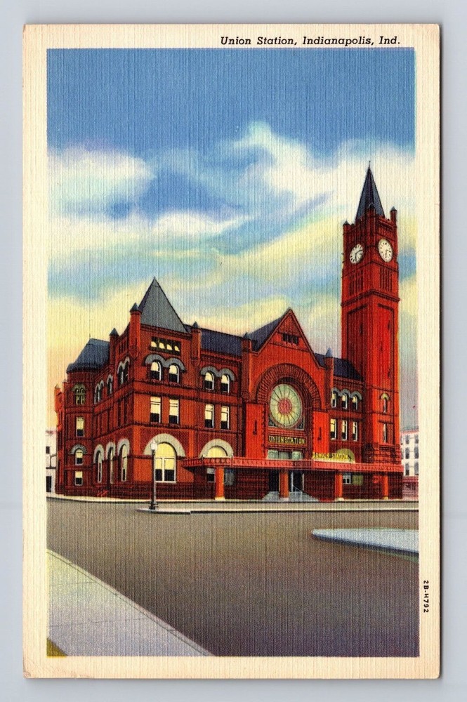 Indianapolis IN-Indiana, Union Station, Antique Vintage Souvenir Postcard