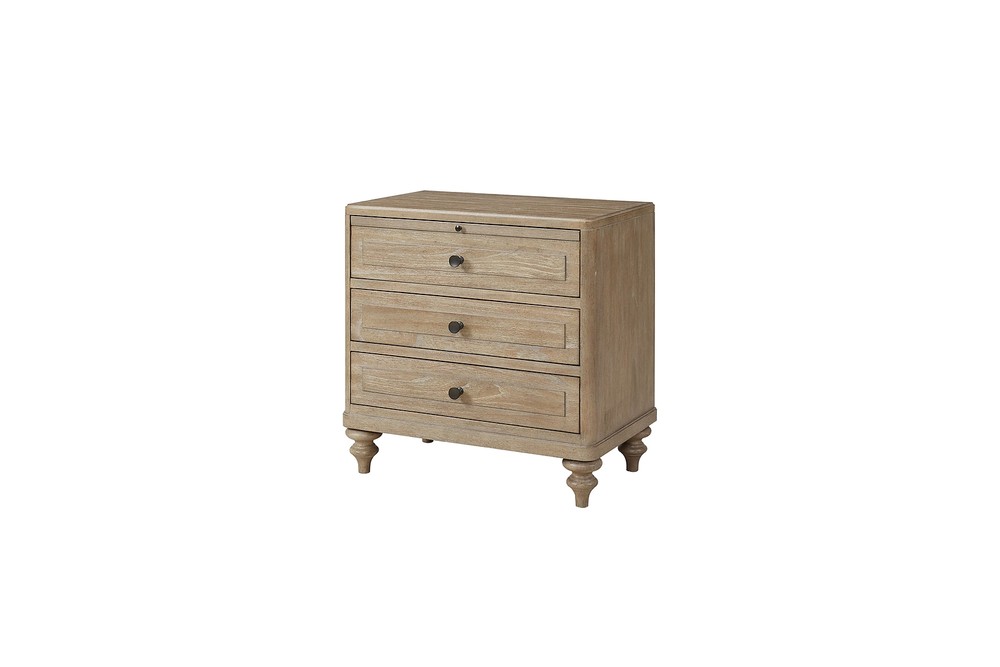 3-Drawer Sand Finish Nightstand for Bedroom Storage  