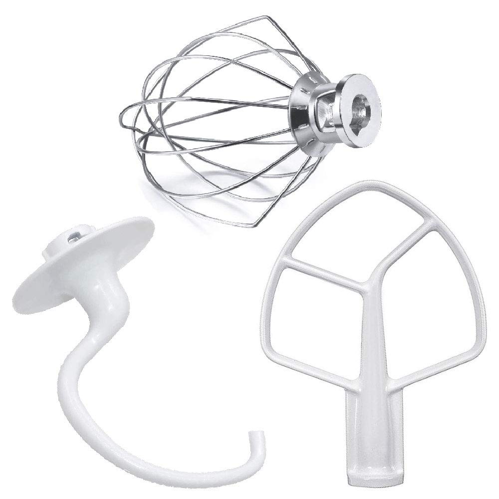 5Qt Tilt-Head Stand Mixer Attachments – 3-Piece Set with Beater Hook Whip